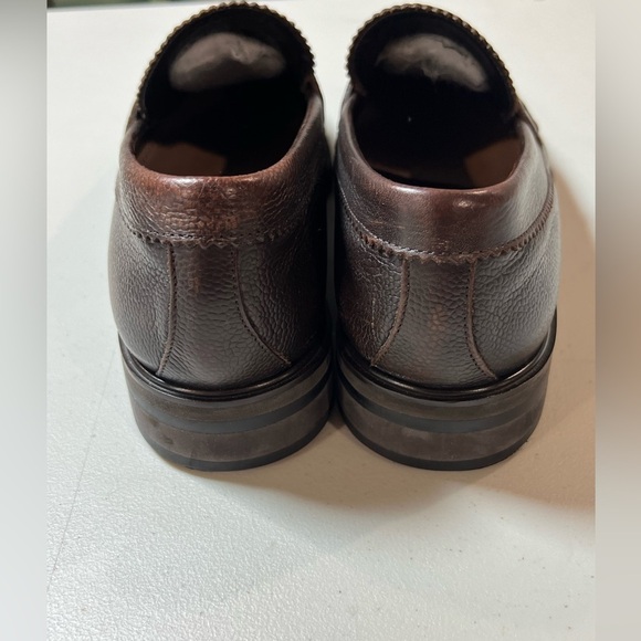 Canali Size 8 Pebble Brown Penny Loafers Genuine Leather Made in Italy Shoe - Picture 3 of 9